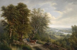 Large Danube Landscape with View of Nussdorf by Josef Burgaritzky